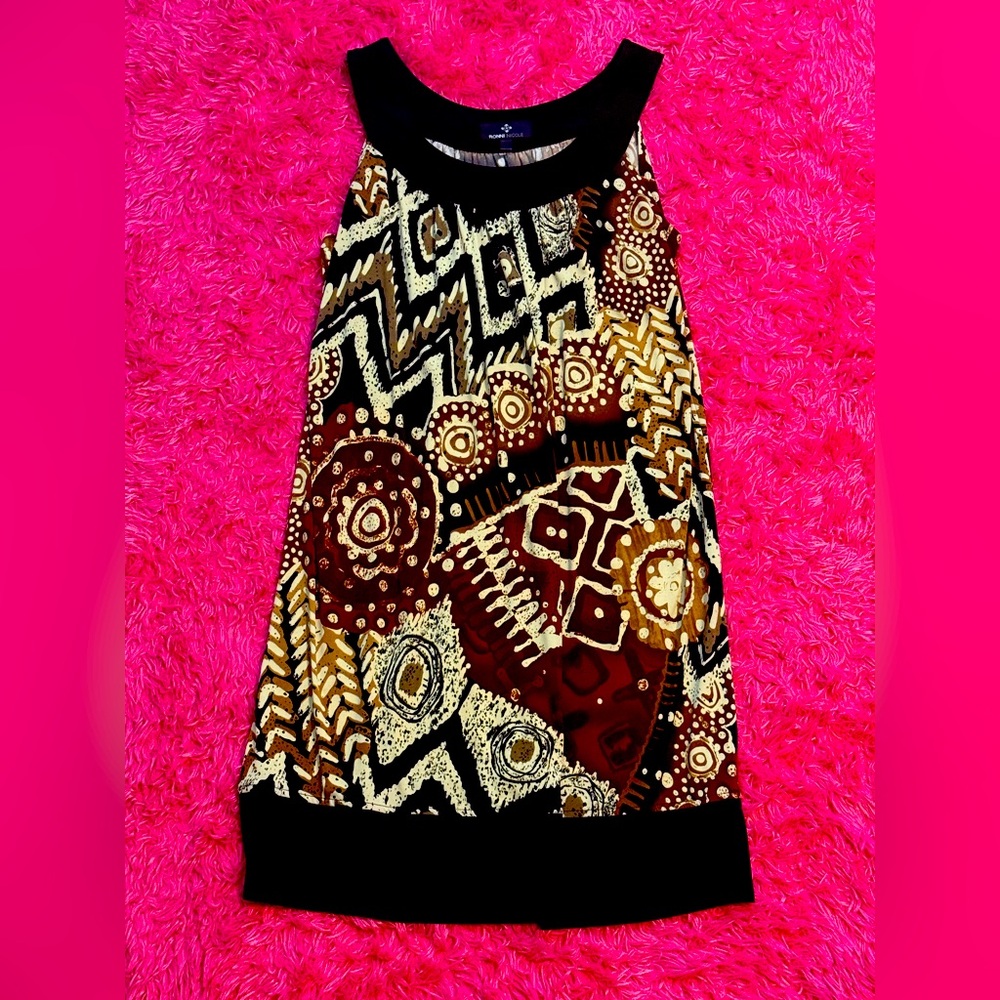 Ronni Nicole Black and Brown Patterned Dress B008
